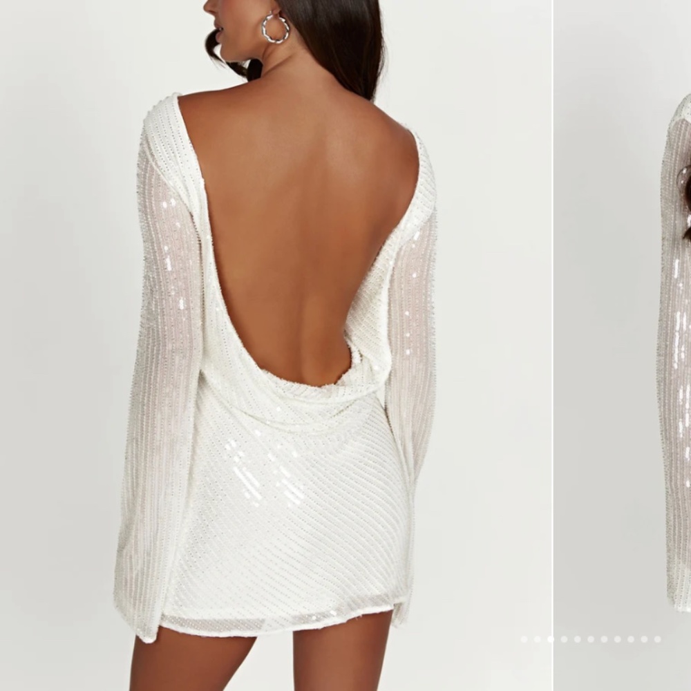 Nala Sequin Mini Dress - White